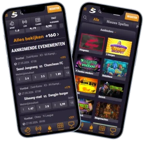 SpinKings24 Casino mobiele weergave met sportweddenschappen en casinospellen
