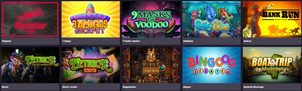 SpinKings24 Casino spellenlobby met Aviator, crashgames en kleurrijke slots